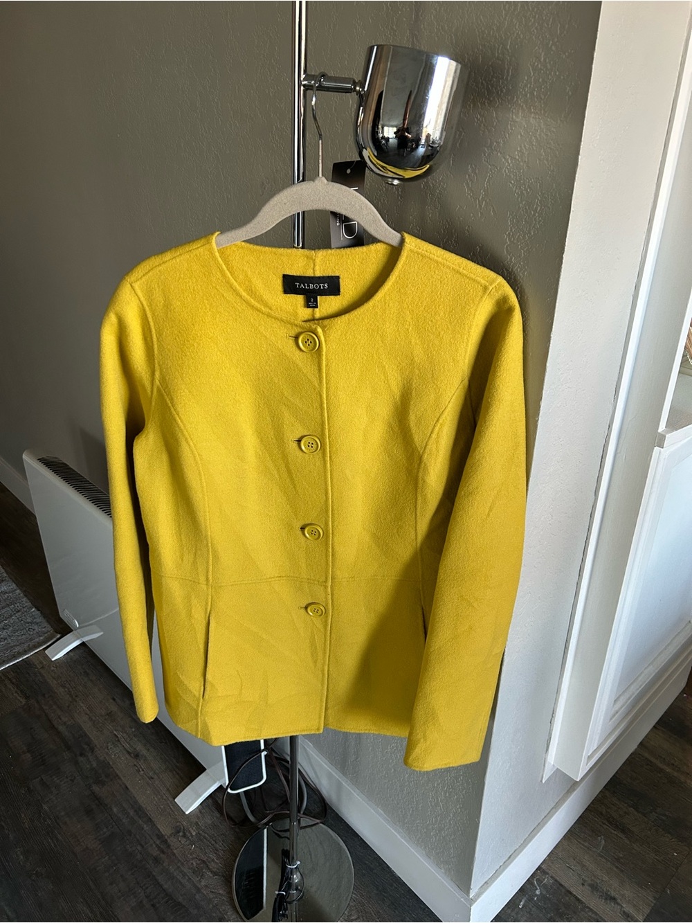 Talbots Yellow Wool Blend Round-Neck Button Jacket